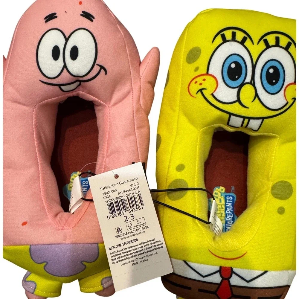 SpongeBob‎ SquarePants Patrick Youth Boys Slippers Size 2-3 Yellow Pink